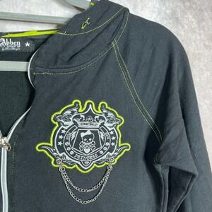 Vintage Abbey Dawn Avril Lavigne Hoodie Sweatshirt L Black Zip Y2K Grunge Emo